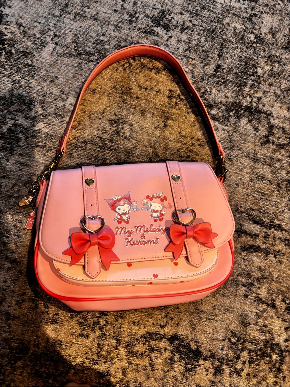 My Melody x Kuromi Pink Heart-Accent Shoulder Bag